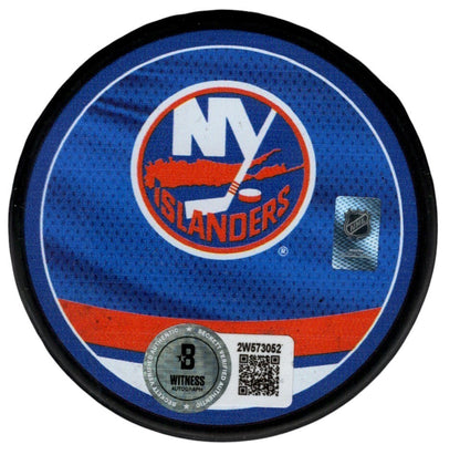 Billy Smith Signed New York Islanders Reverse Retro Hockey Puck (Beckett COA)