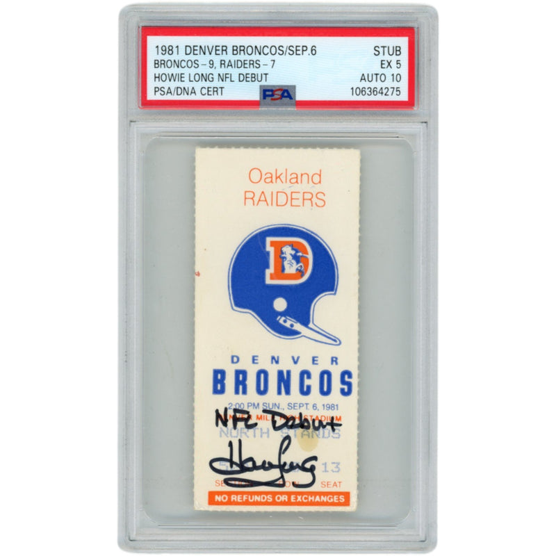 Howie Long Autographed Oakland Raiders NFL Debut PSA 5 Authenticated Ticket Stub