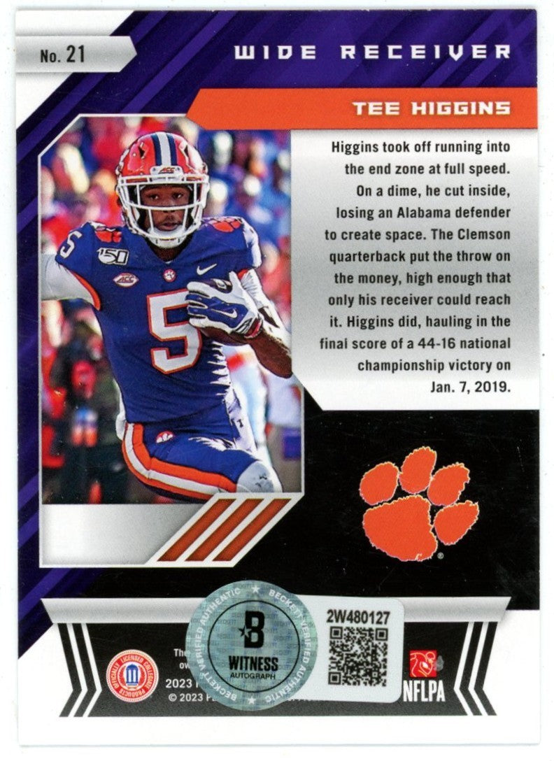 Tee Higgins Signed Clemson Tigers 2023 XR #21 Trading Card (BAS)