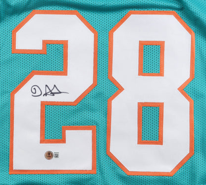 De'Von Achane Autographed Miami Dolphins Teal Custom Jersey