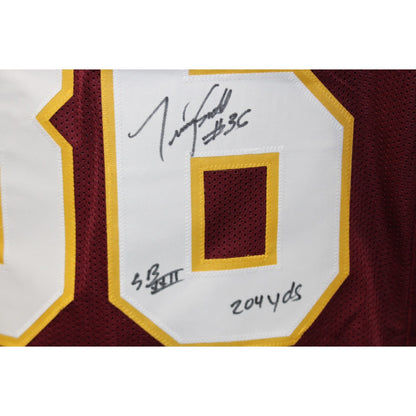 Timmy Smith Autographed Red Pro Style Jersey (204 Yds SB XXII Inscription)