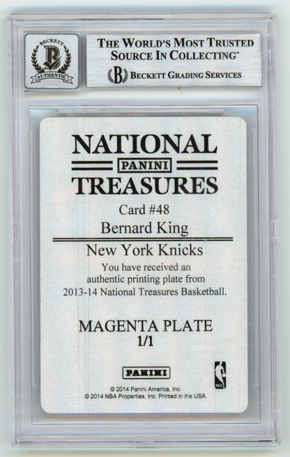Bernard King Autographed 2013-14 National Treasures 1/1 Printing Plate BGS 10