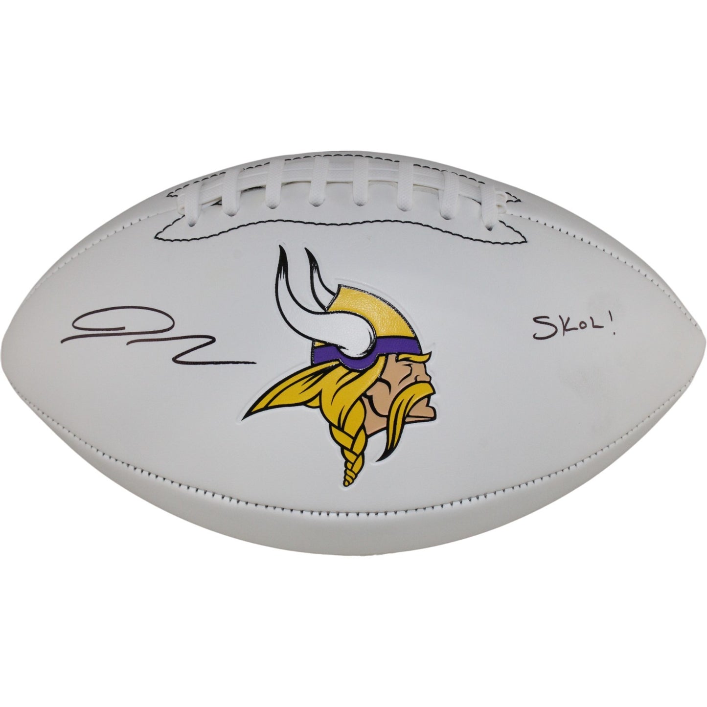 Jordan Addison Signed Minnesota Vikings Logo Football (SKOL Inscription)