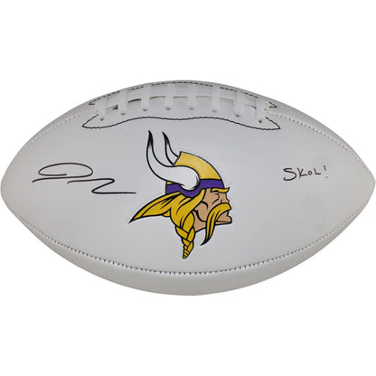 Jordan Addison Signed Minnesota Vikings Logo Football (SKOL Inscription)
