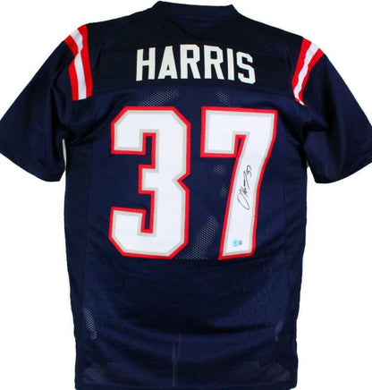 Damien Harris Autographed Blue Custom Jersey