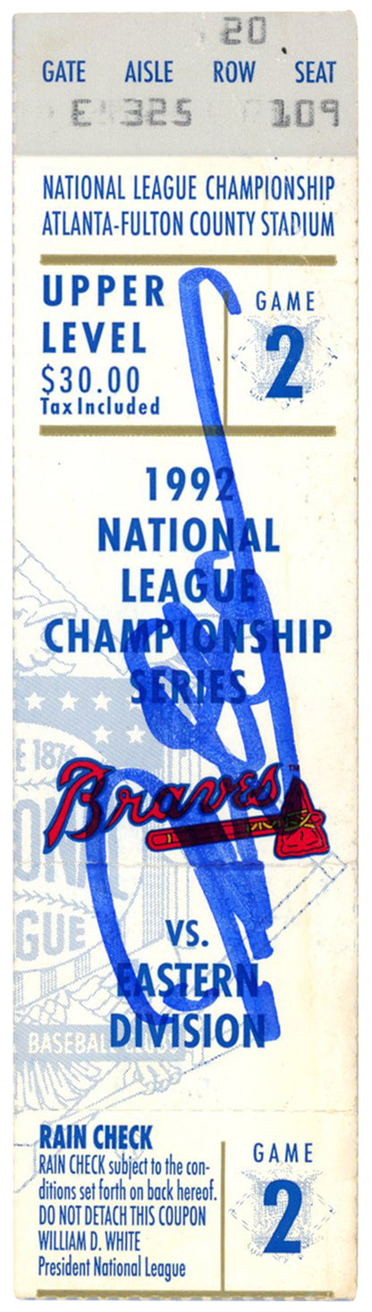 Deion Sanders Autographed Atlanta Braves 1992 NLCS Game 2 Ticket (BAS)