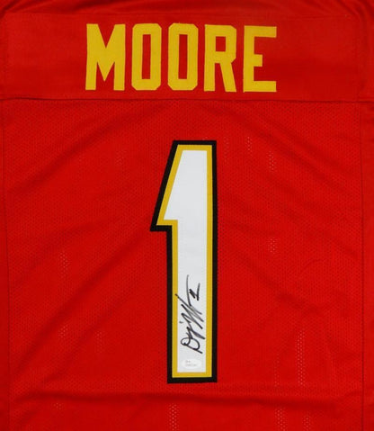 DJ Moore Autographed Red Custom Football Jersey