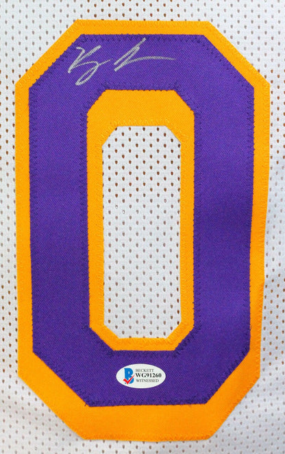 Kyle Kuzma Autographed White and Purple Custom Basketball Jersey