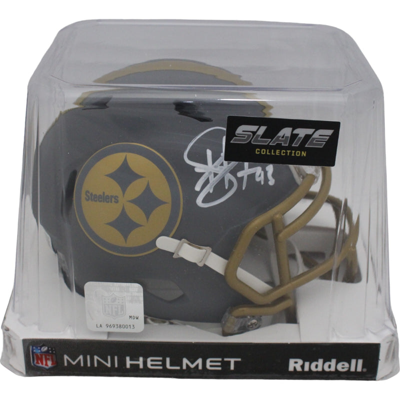 Troy Polamalu Pittsburgh Steelers Autographed Slate Mini Helmet