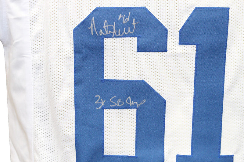 Nate Newton Autographed White Custom Jersey "3x SB Champs" (Beckett)