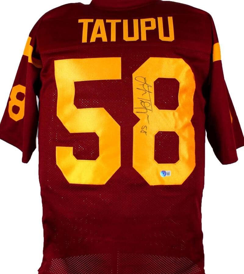Lofa Tatupu Autographed Maroon Custom College Style Jersey