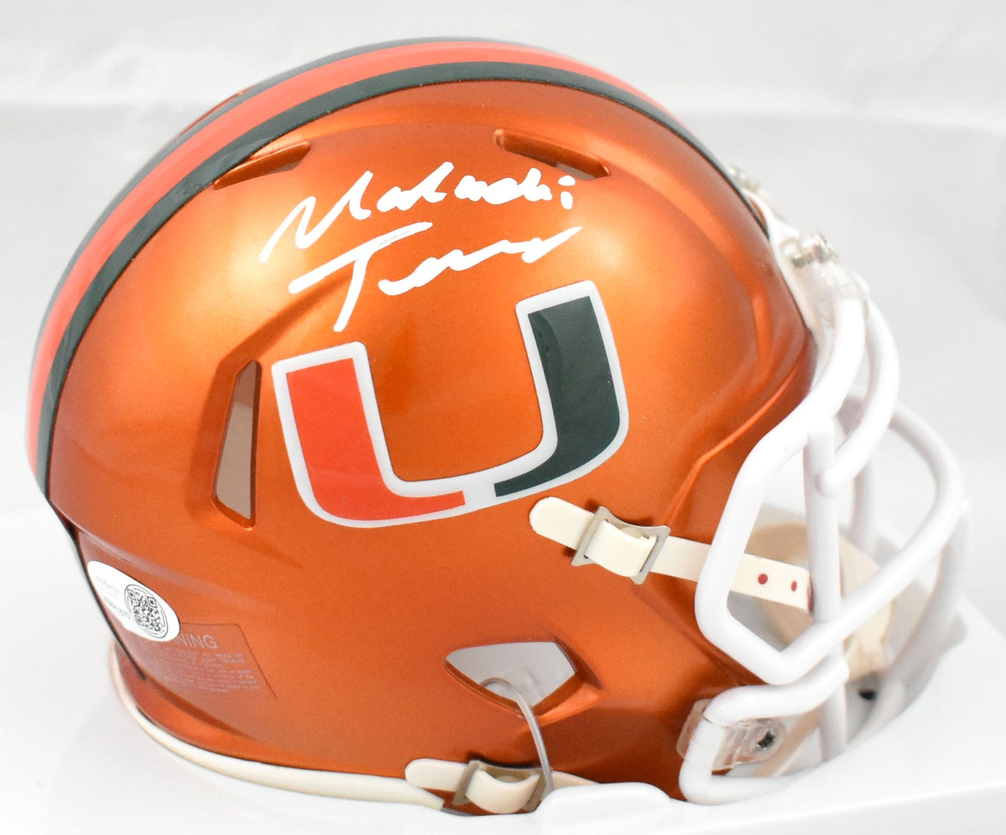 Malachi Toney Signed Miami Hurricanes Flash Speed Mini Helmet