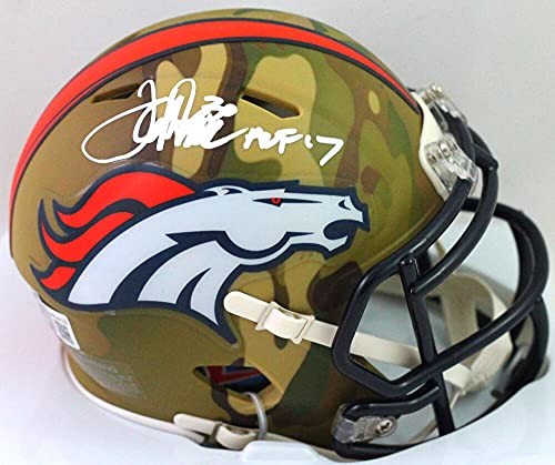 Terrell Davis Signed Denver Broncos Camo Mini Helmet HOF Inscribed