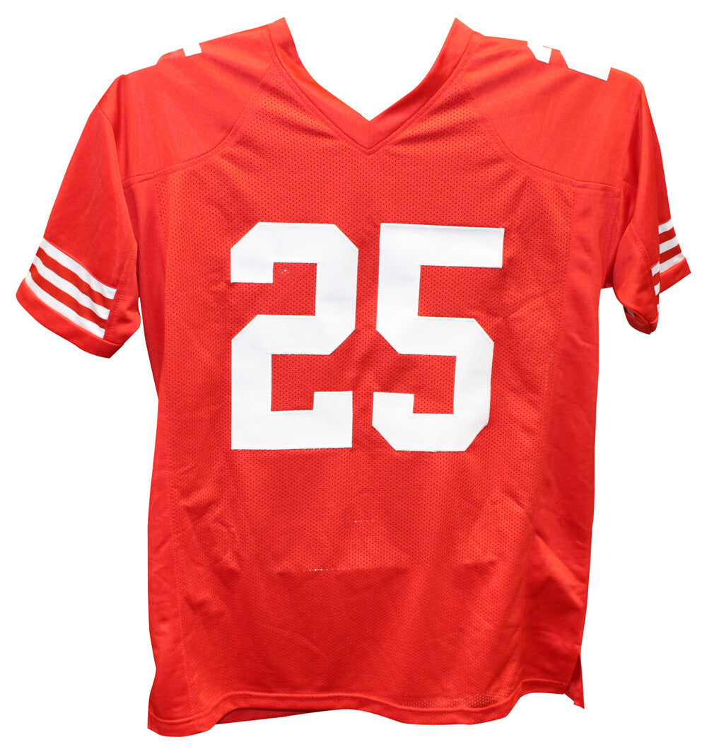 Elijah Mitchell Autographed Red Pro Style Football Jersey