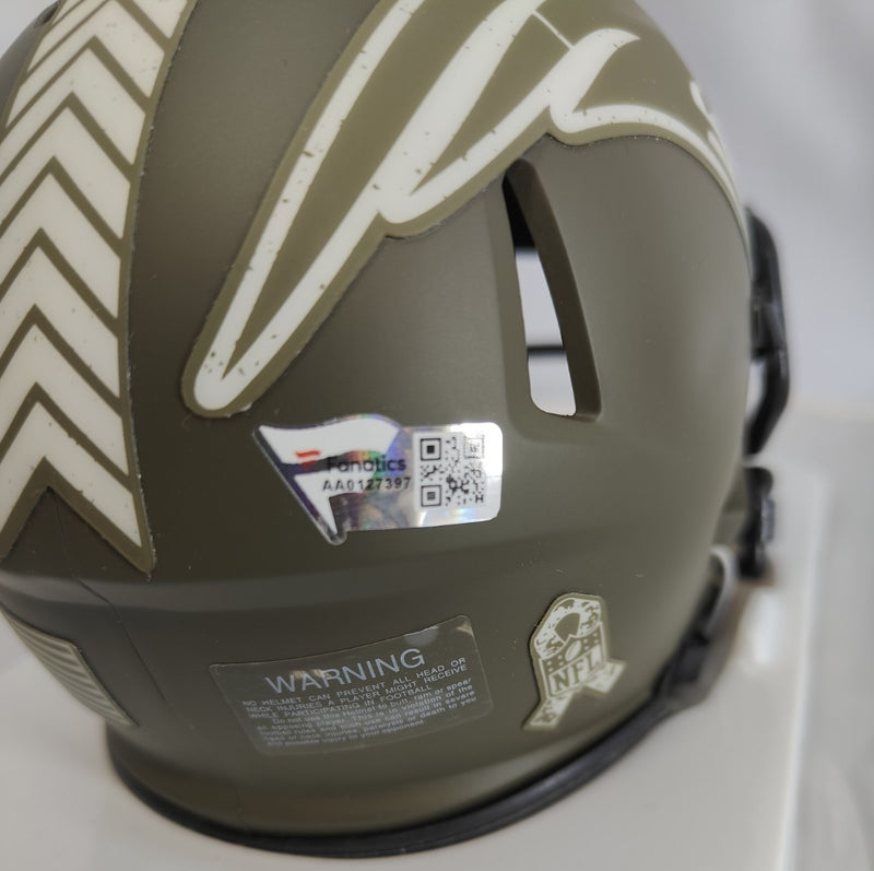 Tom Brady New England Patriots Salute to Service Mini Helmet Fanatics COA