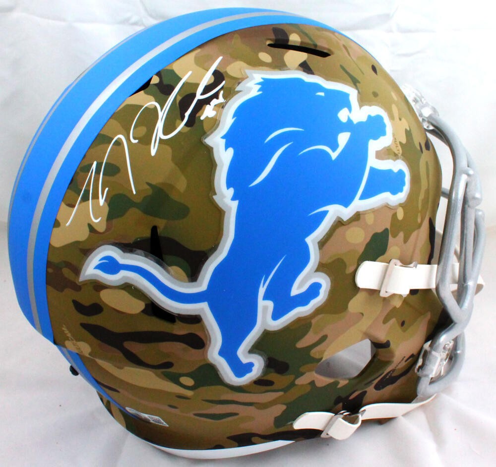 TJ Hockenson Signed Detroit Lions Full Size Camo Helmet