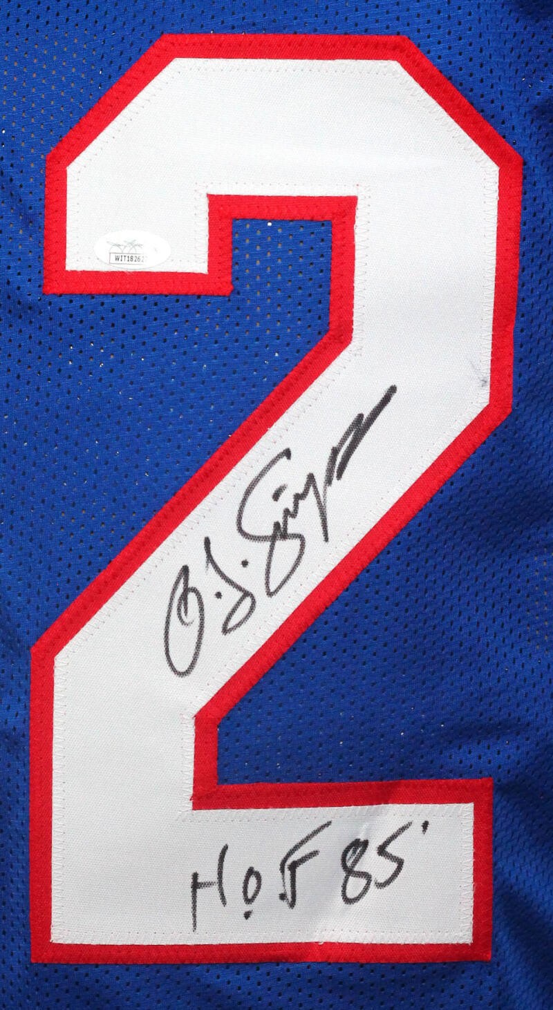 O.J. Simpson Signed Blue Custom Football Jersey with HOF Inscription