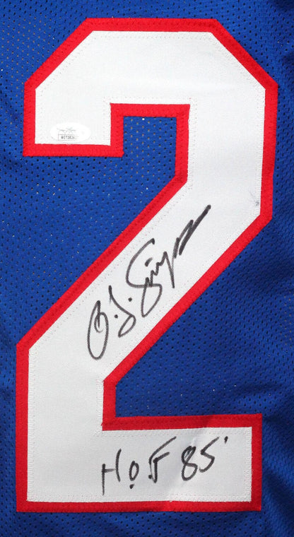 O.J. Simpson Signed Blue Custom Football Jersey with HOF Inscription