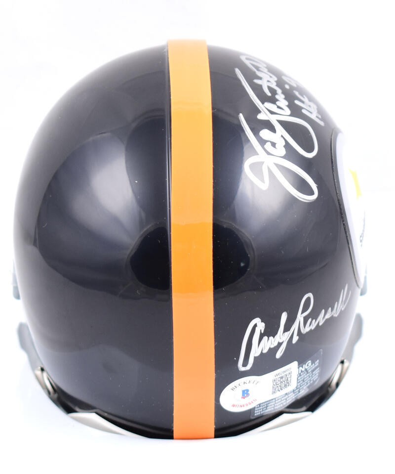 Jack Ham, Jack Lambert & Andy Russell Signed Steelers Mini Helmet