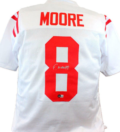 Elijah Moore Autographed White Custom College Style Jersey
