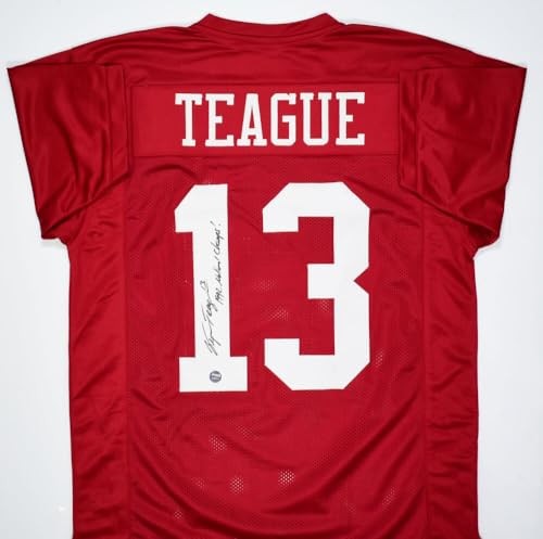 George Teague Signed Alabama Style Crimson Jersey - 1992 Champs Inscription