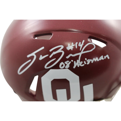 Sam Bradford Autographed Oklahoma Sooners Mini Helmet (2008 Heisman)