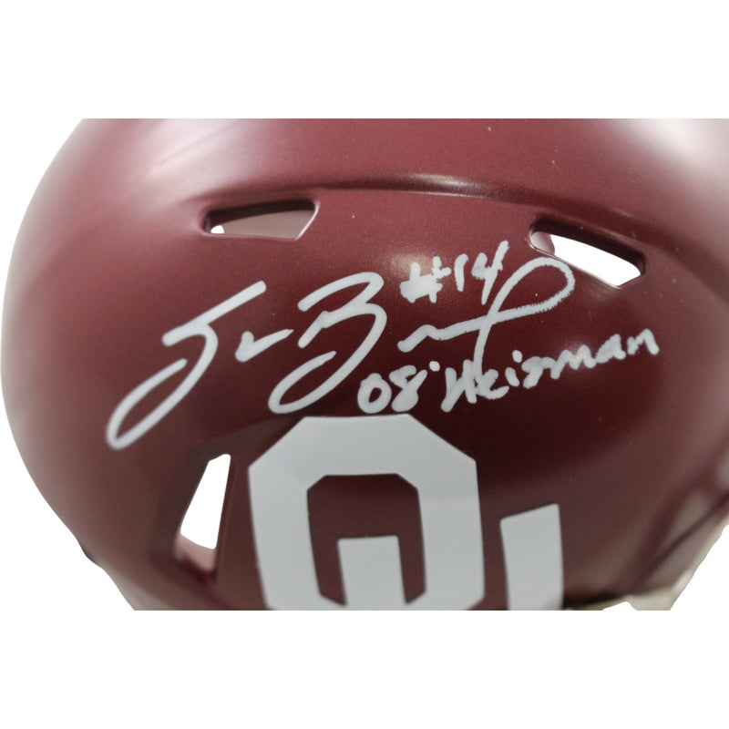 Sam Bradford Autographed Oklahoma Sooners Mini Helmet (2008 Heisman)