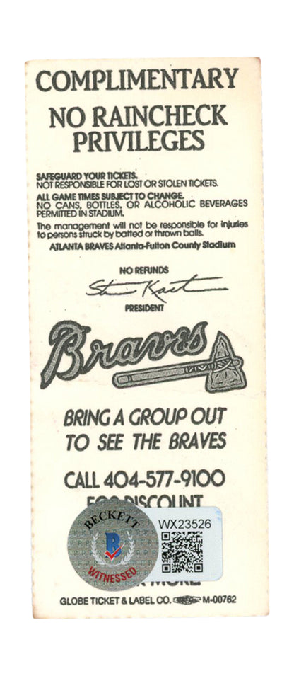 Deion Sanders Signed Atlanta Braves 4/11/1992 Game Ticket Stub BAS COA