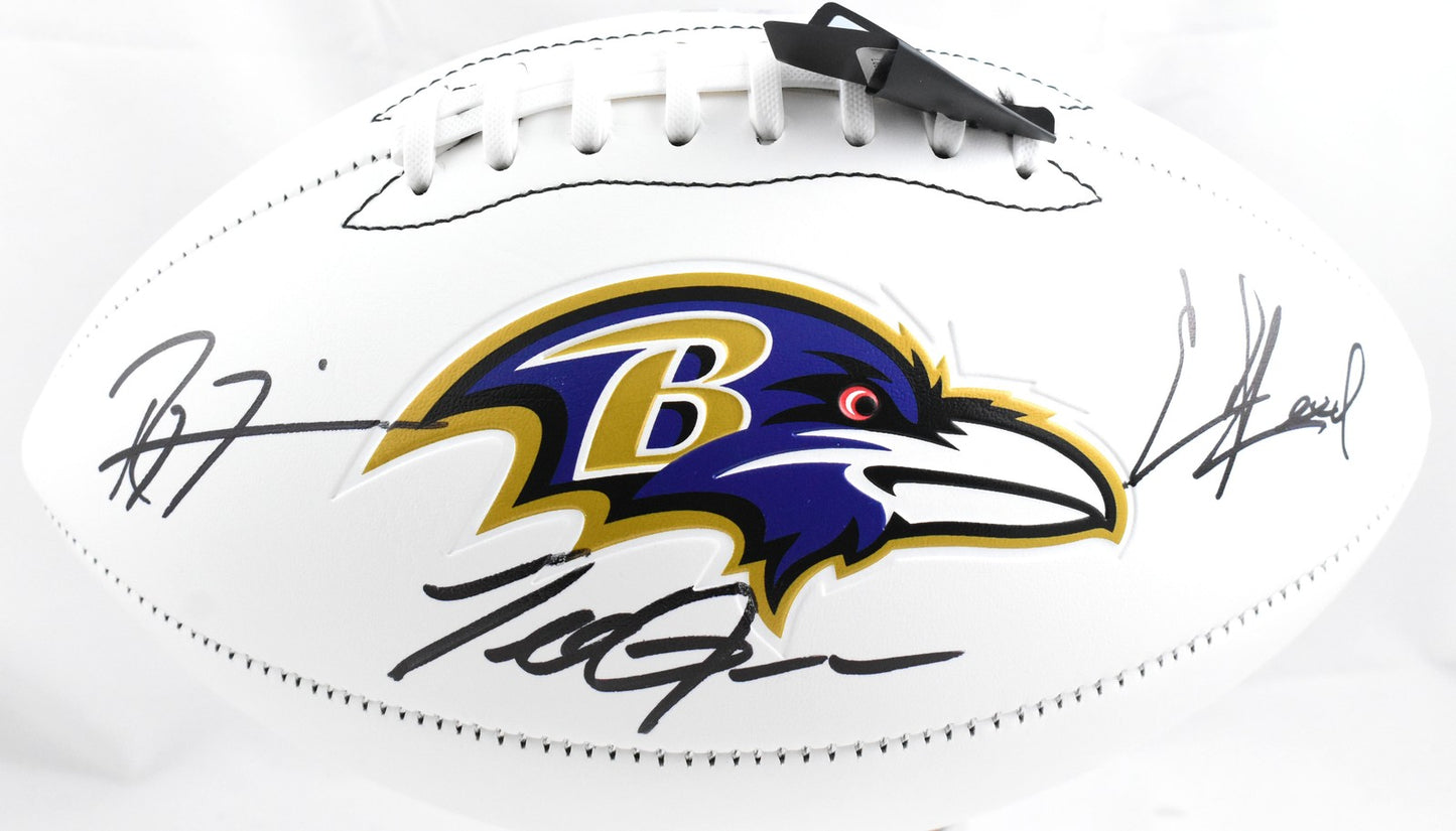 Ray Lewis, Ed Reed & Terrell Suggs Signed Baltimore Ravens Football