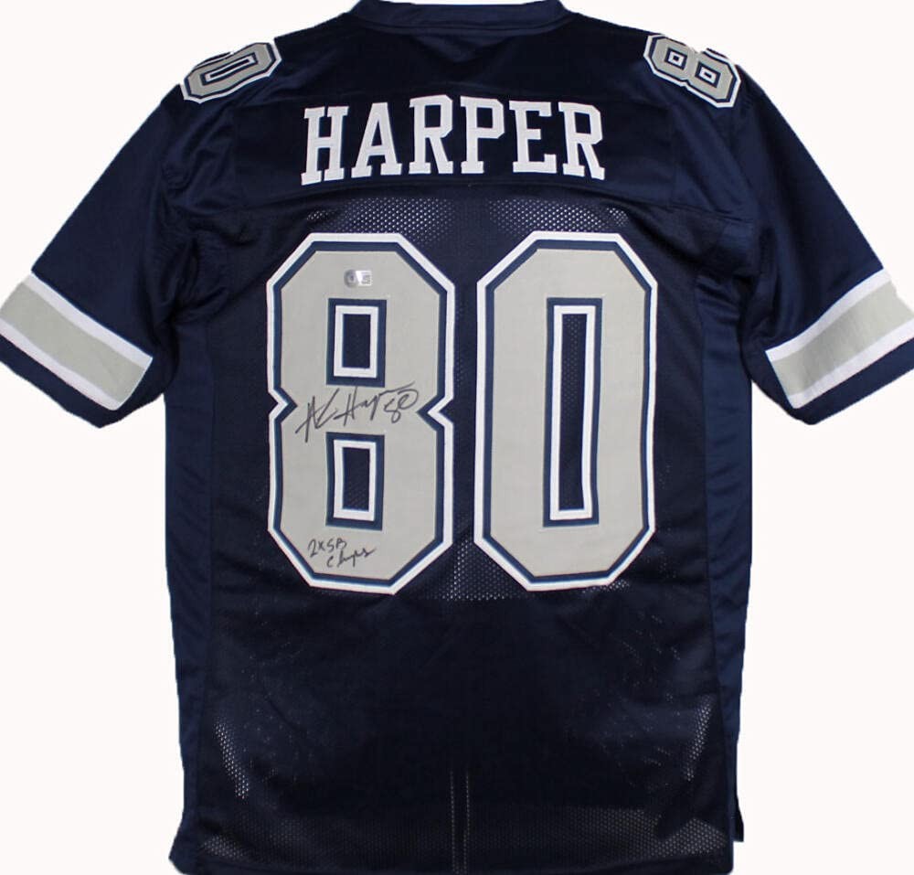 Alvin Harper Signed Dallas Cowboys Custom Blue Jersey "2x SB Champs"