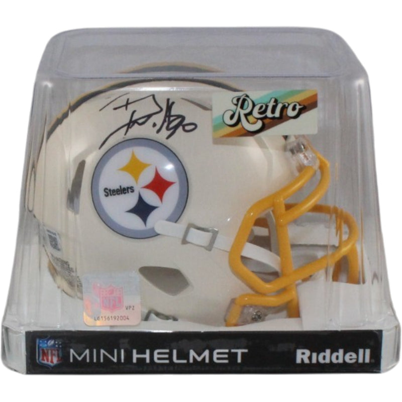 TJ Watt Autographed Pittsburgh Steelers Retro Mini Helmet (Beckett Witness)