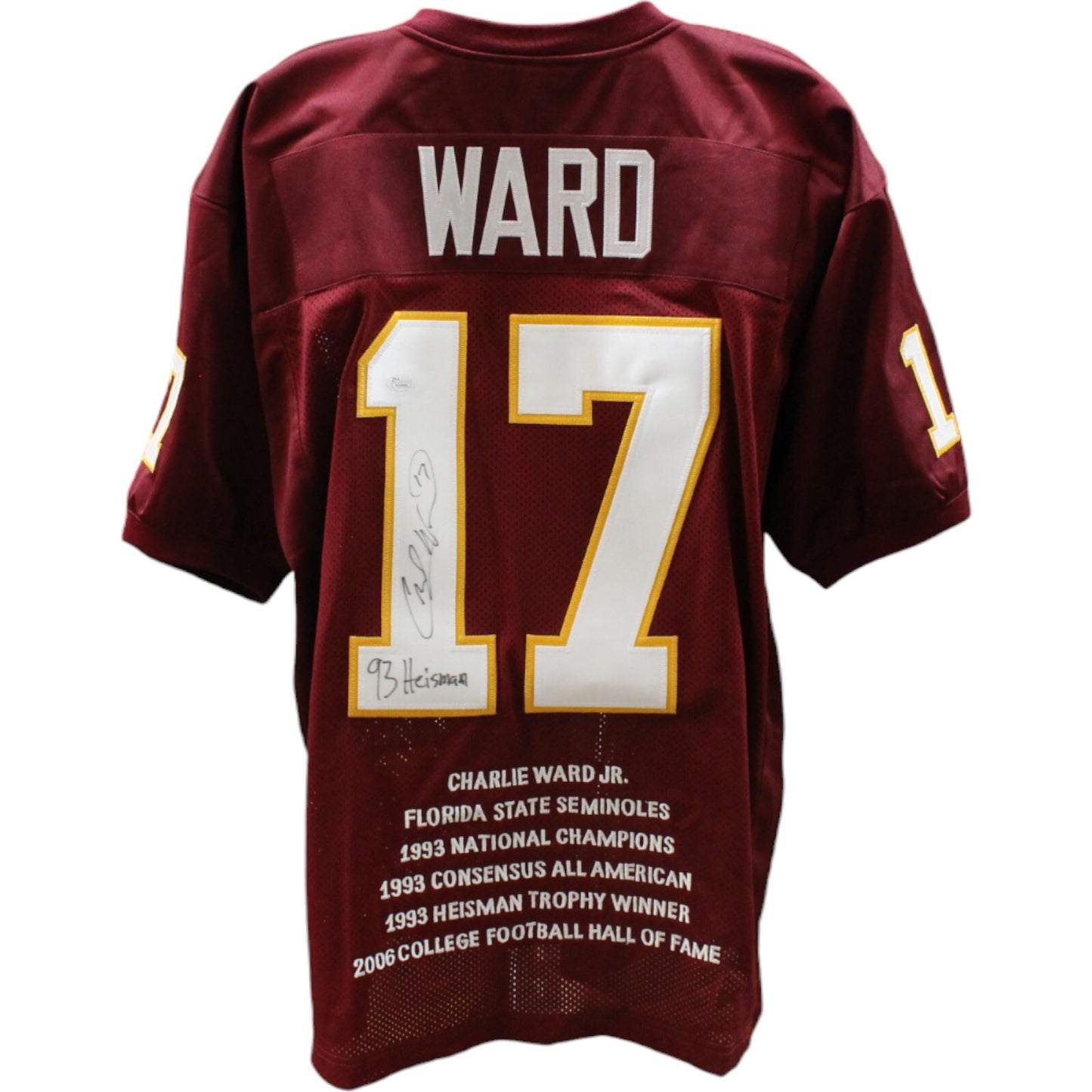 Charlie Ward Autographed Custom Heisman Stat Jersey (JSA COA)