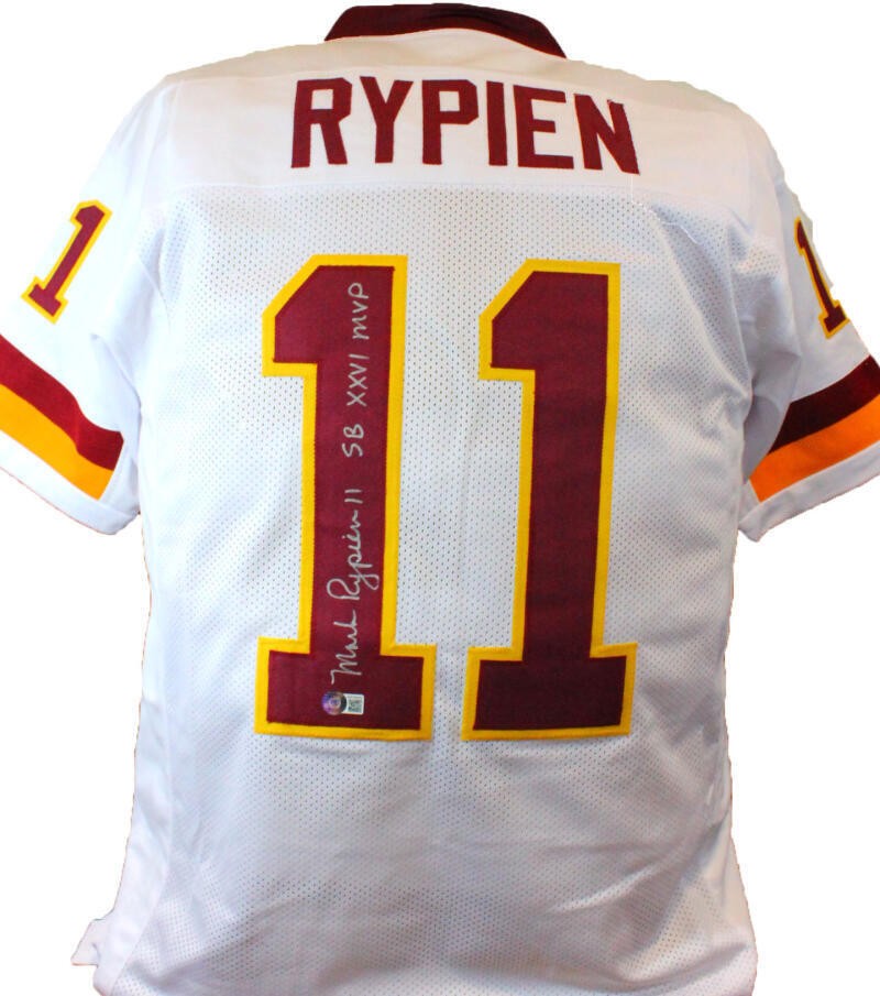 Mark Rypien Autographed White Custom Jersey (SB MVP Inscription)