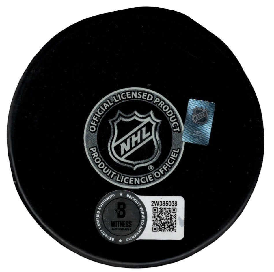 Billy Smith Signed New York Islanders Puck (HOF 93) Beckett Witness BAS