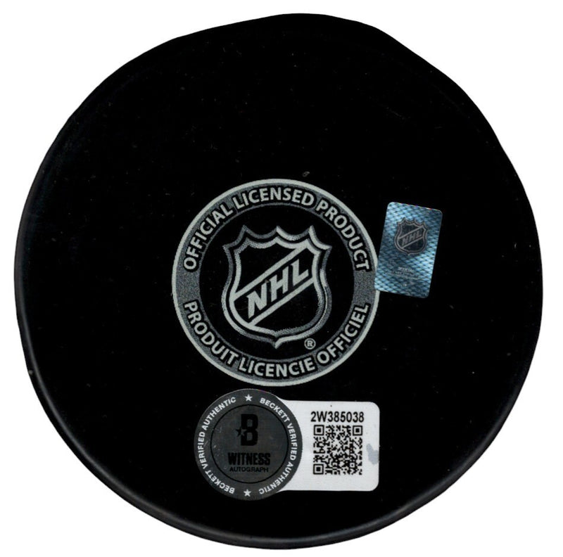 Billy Smith Signed New York Islanders Puck (HOF 93) Beckett Witness BAS