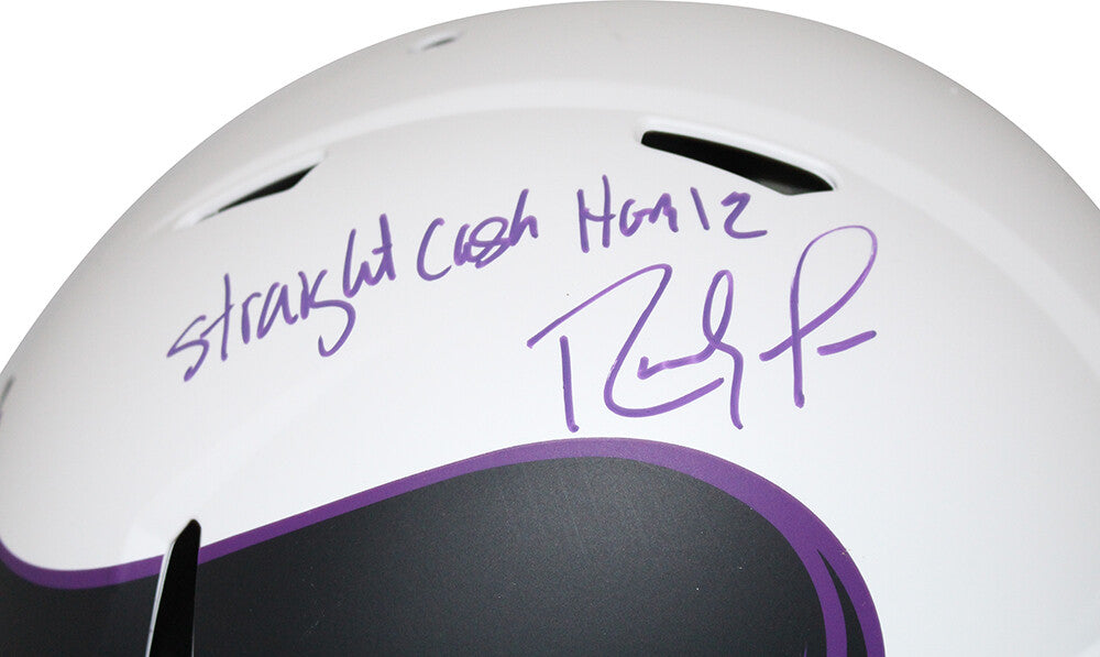 Randy Moss Signed Minnesota Vikings Authentic Lunar Helmet "Straight Cash"
