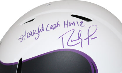Randy Moss Signed Minnesota Vikings Authentic Lunar Helmet "Straight Cash"