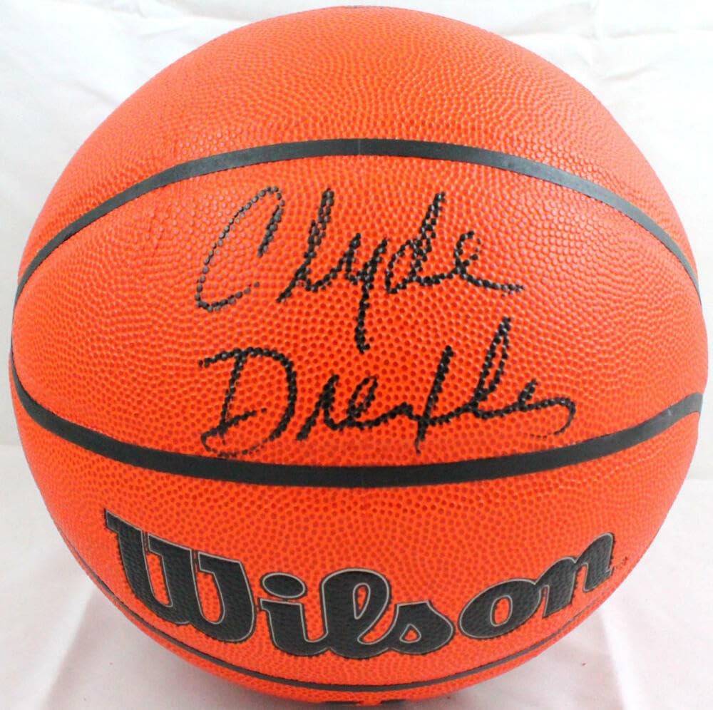 Clyde Drexler Autographed Wilson NBA Black Basketball
