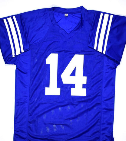 Ty Detmer Autographed Blue Custom College Style Jersey (Heisman '90)