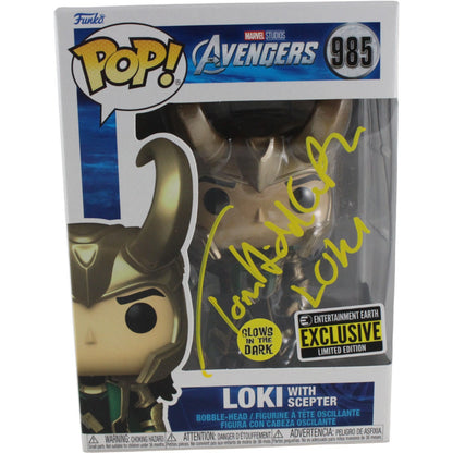 Tom Hiddleston Signed Loki The Avengers Funko Pop! #985 (Glow)