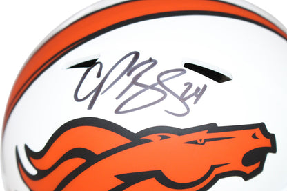 Champ Bailey Signed Denver Broncos Lunar Mini Helmet Beckett