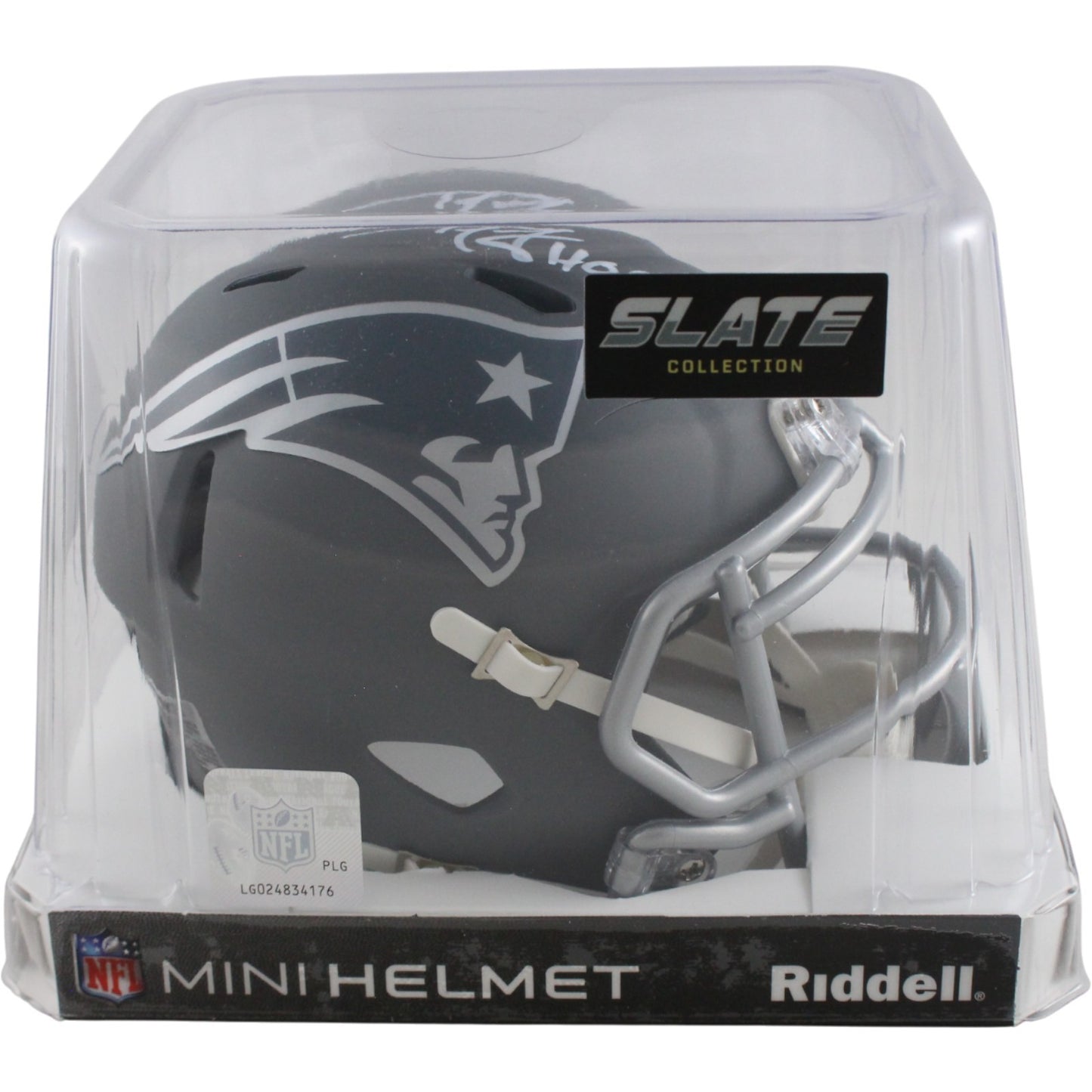 Ty Law New England Patriots Signed Slate Mini Helmet (HOF Inscription)