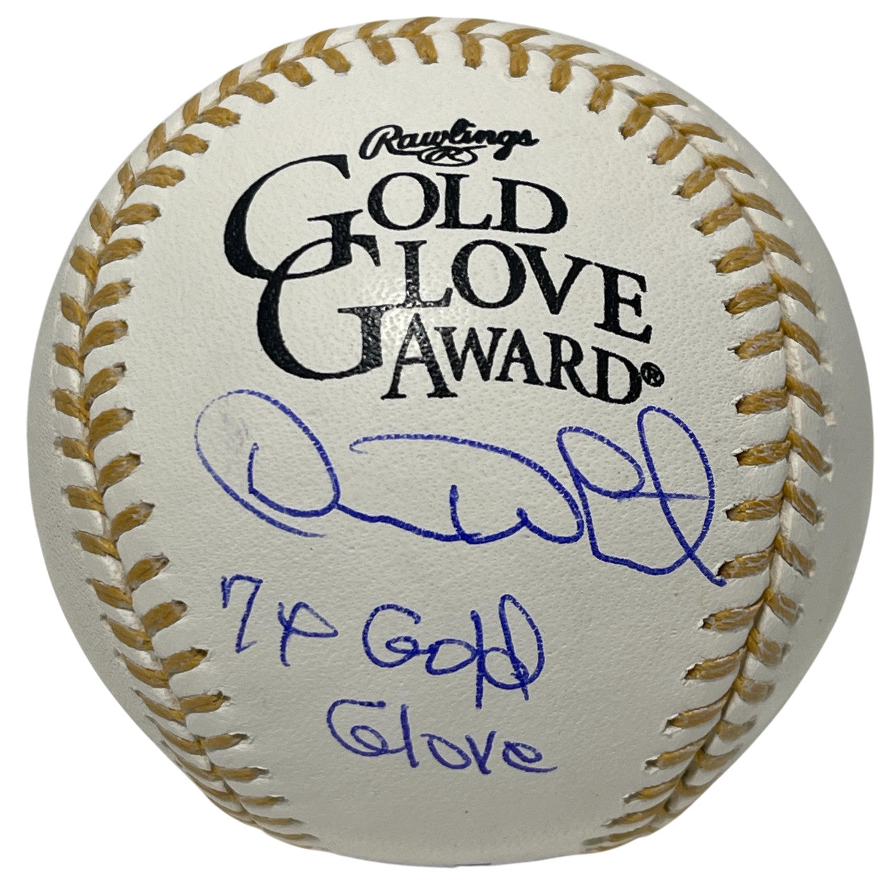 Devon White Signed Rawlings Gold Glove Baseball 7x GG Inscription Beckett COA