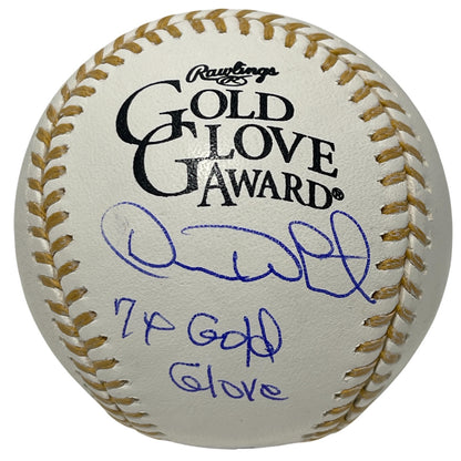 Devon White Signed Rawlings Gold Glove Baseball 7x GG Inscription Beckett COA