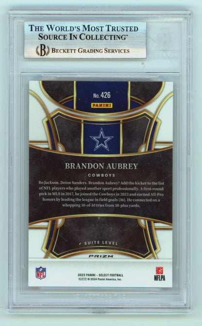 Brandon Aubrey Signed 2023 Panini Select Tie-Dye Prizm Rookie Card #/25 BGS