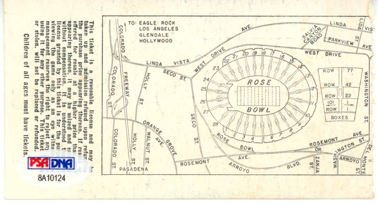 Rex Kern Signed Ohio State Buckeyes 1969 Rose Bowl Ticket Stub PSA