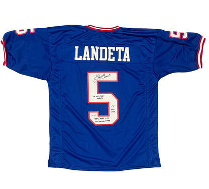 Sean Landeta Signed New York Giants Custom Football Jersey (Beckett COA)