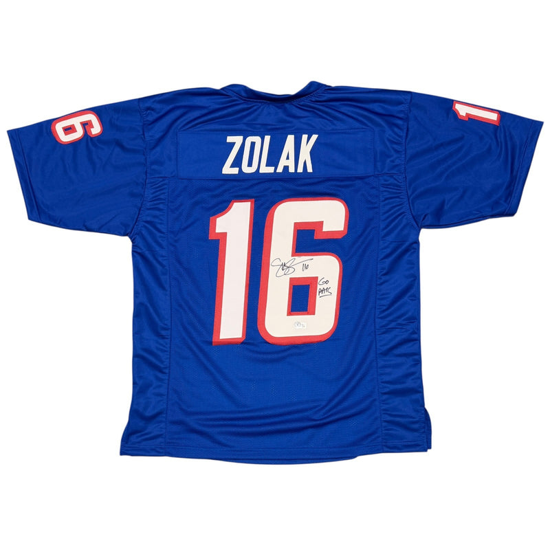 Scott Zolak Signed Patriots Custom Jersey "Go Pats!" Inscription (BAS)