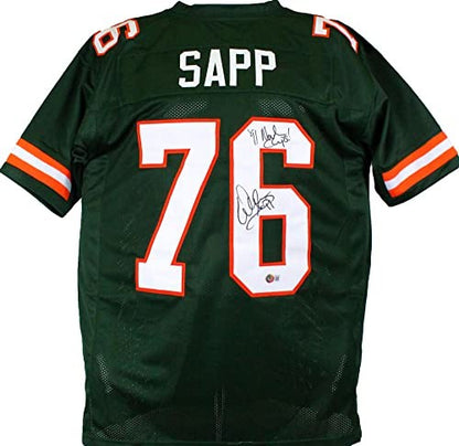 Warren Sapp Signed Green Custom College Jersey - "91 National Champs"