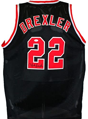 Clyde Drexler Autographed Black Custom Jersey